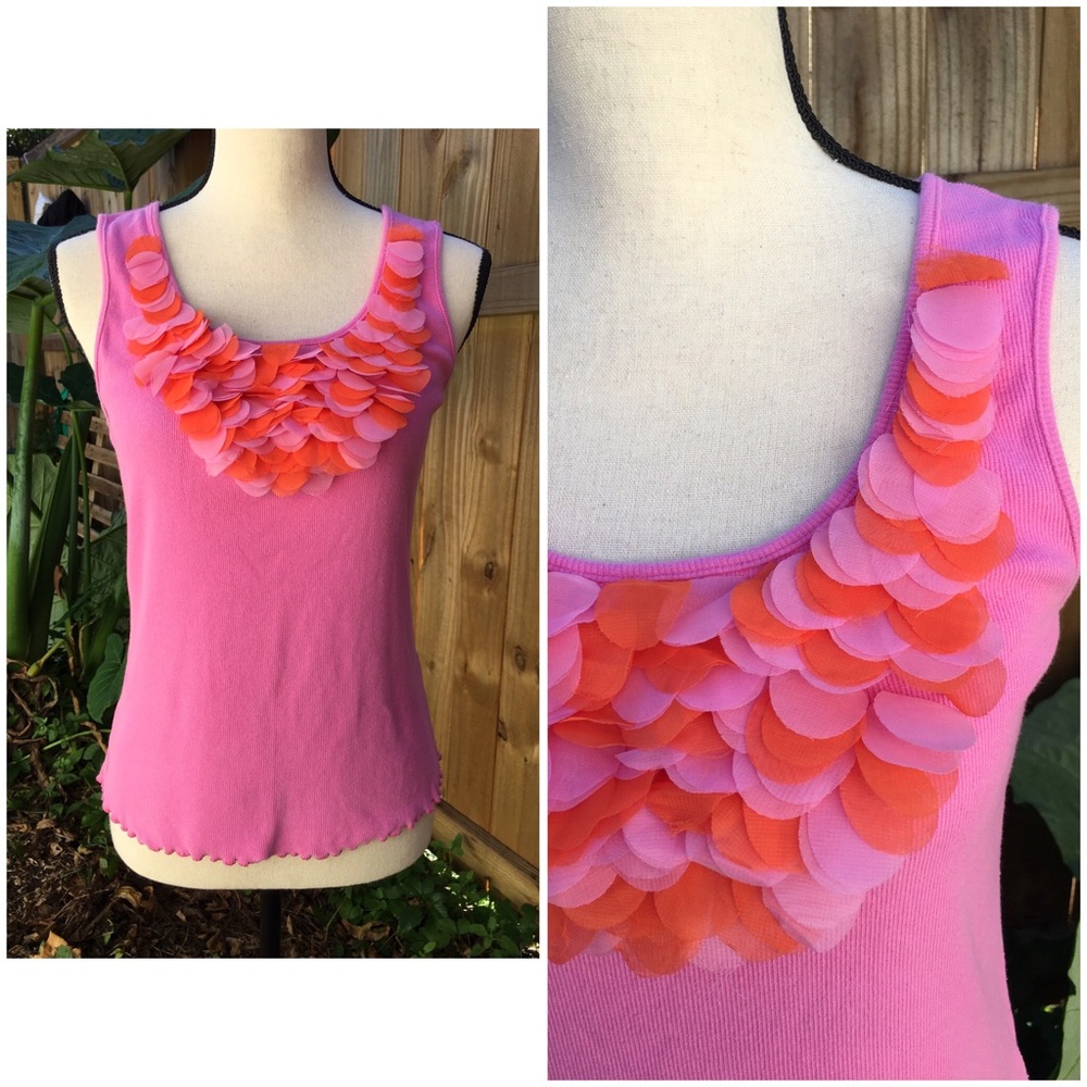 Ruby Road Pink Tank Top with Ruffle